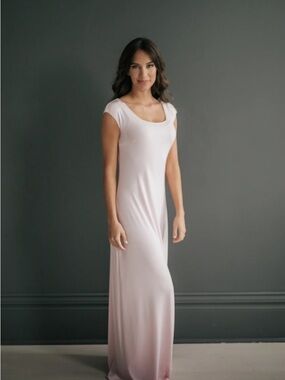 Vintage Gilead Cap Sleeve Long Slip Nightgown - Soft Pink small